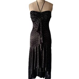 Vintage 90s Black Shiny Sequin Prom Dress
